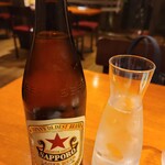 朝霞 日本酒バル まいかけ - 瓶ビール 赤星 中瓶(550円)/日本酒 喜久酔 1.4合(？円)