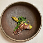 鰻はし本 - ほたるいかとアスパラ