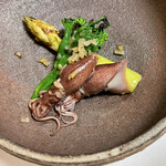 鰻はし本 - ほたるいかとアスパラ