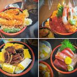 錦鮨 - 左上「海老天丼」右上「極上ちらし」左下「うな丼」右下「活〆お刺身」！豊富な海鮮の楽しみ方！