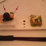 ブラッスリー・ベルデマール - 三種の一口前菜　　ピンチョス和菓子　小庭