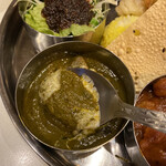 ナヤ インディア ヌール - 一番美味しかったサグパニール(ほうれん草とチーズの緑色のカレー)