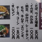 Okonomiyaki Hirano - トッピングメニュー