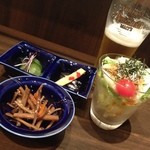 瓦町どら鴨 - 付け出しとサラダ