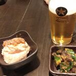 Nikusoba Tomuraushi - ちょい飲みセット（生ビール　＋　二品）