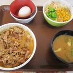 Sukiya - 牛丼 並盛 ＋ サラダセット ＋ たまご