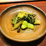 神楽坂 石かわ - 京都産朝採れの山菜　空豆　蕗　蕪