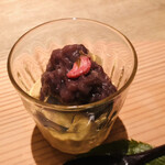 神楽坂 石かわ - サクラのムース　寒天　自家製小豆