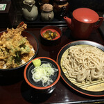 蕎麦人弁慶 - 鯛と海老と菜の花天丼セット