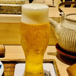 日本橋 蕎ノ字 - ◎最初に生ビールで喉を潤す。