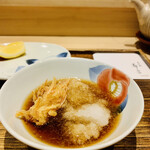 日本橋 蕎ノ字 - ■車海老の頭
      ☆二つ目は天つゆで頂く。