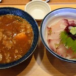 しまかぜ食堂 - 本日の伊勢志摩漁師丼(黒鯛、グレ、ハマチ)定食(税込1,408円)