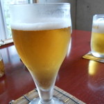 沢庵 - ノンアルコールビール。グラスに入ってきます