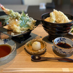 日本料理 滴翠 - 奈良の季節の野菜の天婦羅丼セット1800円