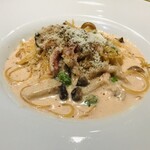 Amore - 明太子と色々キノコのクリームパスタ