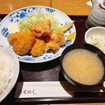 みちのく - 桜姫鶏のから揚げとカキフライ定食