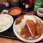 西麻布 三河屋 - 三河屋(海老フライ定食+メンチカツ単品)