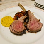 Oven-roasted bone-in lamb