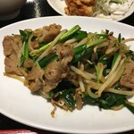 天満上海食苑 - 四川風ニラもやしと豚炒め