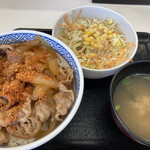 吉野家 - 牛丼並+生野菜みそ汁セット(¥549)