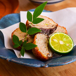 Deep-fried whole shiitake mushrooms