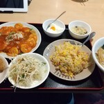 Taiwan Ryourihyakumisen - 『 エビチリ定食（ ご飯→炒飯に変更）』＋『 小塩ラーメン 』