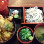 一休庵 - 天丼・もりそばセット1200円（税込）