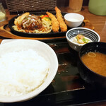 Oosu Serori - 和牛バーグ＆エビフライコンビ定食