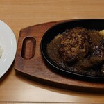 Steak Miya Oumi Hachiman Ten - 自家製ハンバーグ＆ひとくちてっぱんステーキ＆ライス