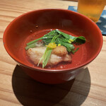 とり茶太郎 - 比内地鶏胸肉揚げ出汁小松菜花