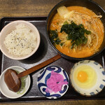 Mendokoro Oogi - 辛味噌豚バラ野菜うどん＋セット