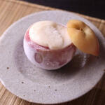 Whole white peach sorbet