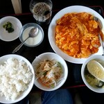 餃子の北京 - エビと玉子のチリソース定食