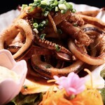 Delicious and spicy grilled squid