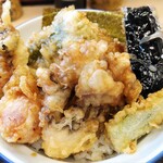 Tendon Tempura Hompo Santen - 野菜天丼 かき天追加