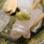 馳走 啐啄一十  - ⑥真子鰈(山口県岩国産、3日寝かせ)
      産卵期は晩秋～春、旬は春～夏
      秋～冬は鮃、春～夏は鰈と旬が入れ替わる時期
      浅蜊を食べている真子鰈なので旨みが深い
      産地と餌を何を食べているかは非常に重要