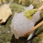 馳走 啐啄一十  - ⑦障泥烏賊(静岡県駿河湾産、サスエ前田魚店、2kg、雄、7日熟成)
      産卵期は春～初夏、旬は初春～夏、寿命1年
      モチモチ食感で甘みが強い烏賊ですが、更に7日熟成で、ネットリとして甘みと旨みが増してます