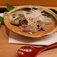 馬車道 大かわ - 蛍烏賊のしゃぶしゃぶと稚鮎の唐揚げ