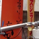 中華そば 高安 - 入口脇通路に置いてある壊れた看板…(・_・;)