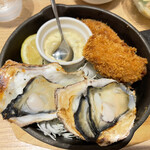 オイスタープレート - 牡蠣の素焼き×2個・牡蠣フライ×2