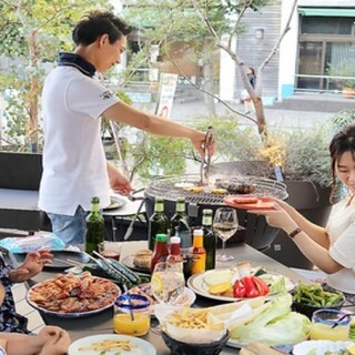 [Free drinks included] Open BBQ overlooking the canal♪