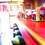 龍門 - 老舗だけあって味の染み込んだカウンターのみ１０席ほどでしょうか
      