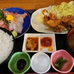 h Akasaka Takeya - 刺身唐揚げコラボ定食 1,000円