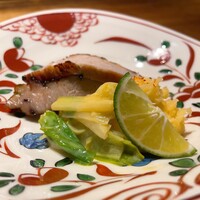 賛否両論 名古屋 - Dinner﻿おまかせコース﻿ 6900円﻿
                      焼き物 豚肩ロースのにら焼き﻿