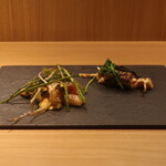 RISTORANTE IL NODO - ホワイトアスパラ 天城の3年アマゴ、小坪漁港 平目 フレッシュヒジキ 鎌倉 旬の筍