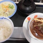 松屋 - ブラウンソースハンバーグ定食 ６００円