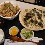 東家 - 豚ゆず胡椒焼丼+ざる800