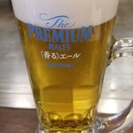 電光石火 - お酒①生ビール(プレミアム・モルツ香るエール、サントリー)(税込580円)