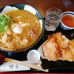 手打ちうどん 団平 - 「温玉とり天カレーうどん(とり天別皿)」1122円