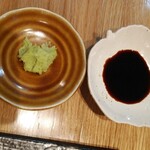 Tsugumi - 生タコ刺身の醤油、山葵